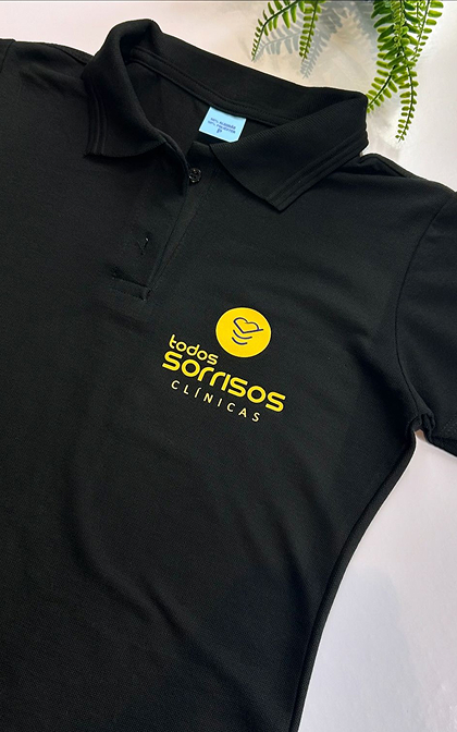Black polo shirt with embroidery
